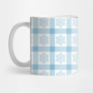 Festive Farmhouse Snowflake Checkerboard - Light Blue - Cozy Winter Collection Mug